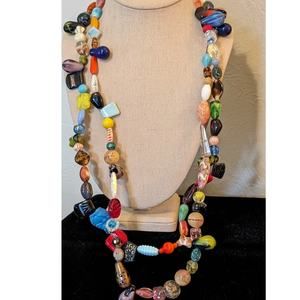Long Multi Color Multi Shape Glass Bead Strung on Wire 64" Strand